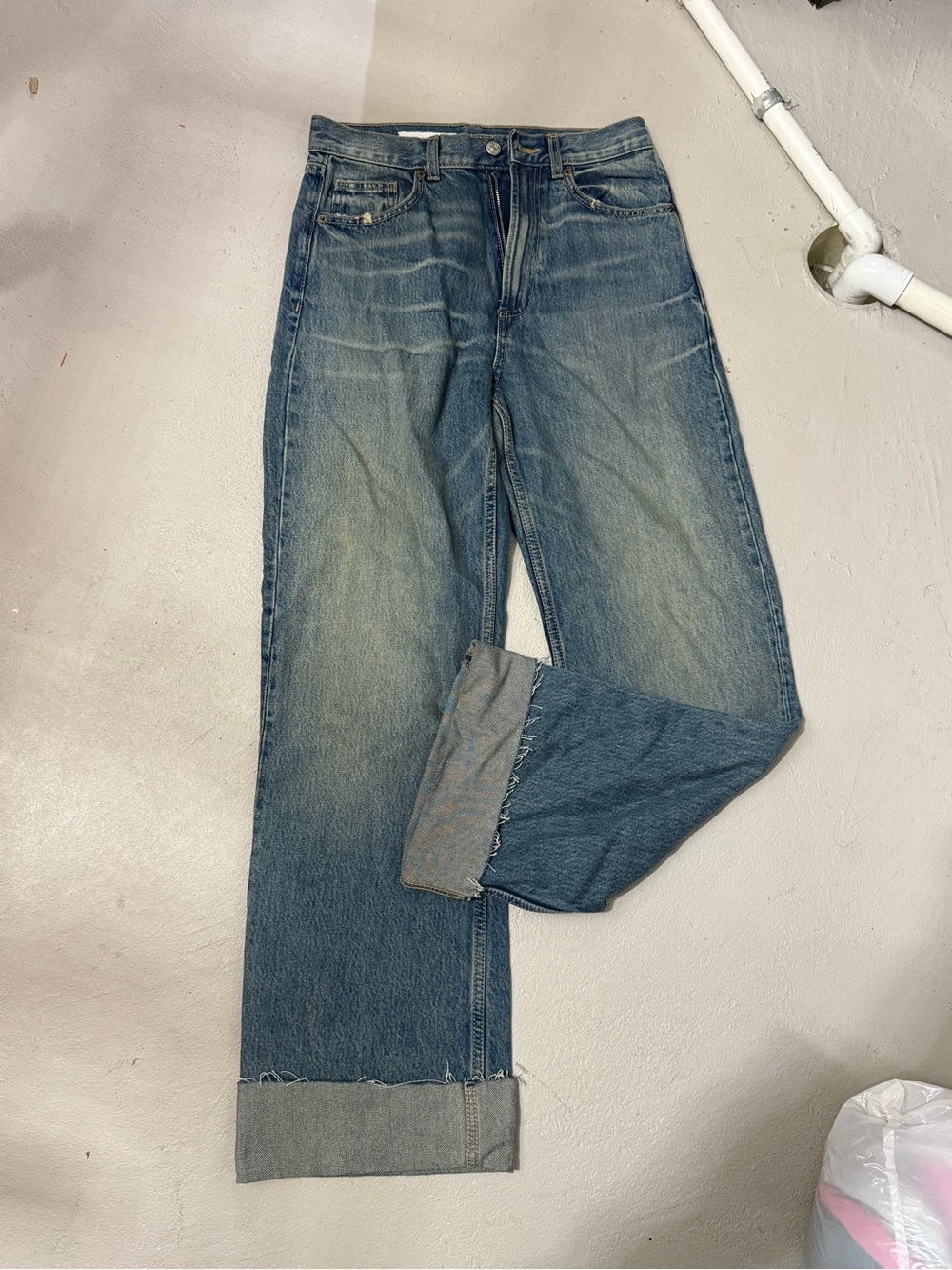 Zara Washed Blue Wide-Leg Jeans